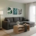 Corner sofa-bed left corner Belle pakoworld fabric anthracite 236x164x88cm