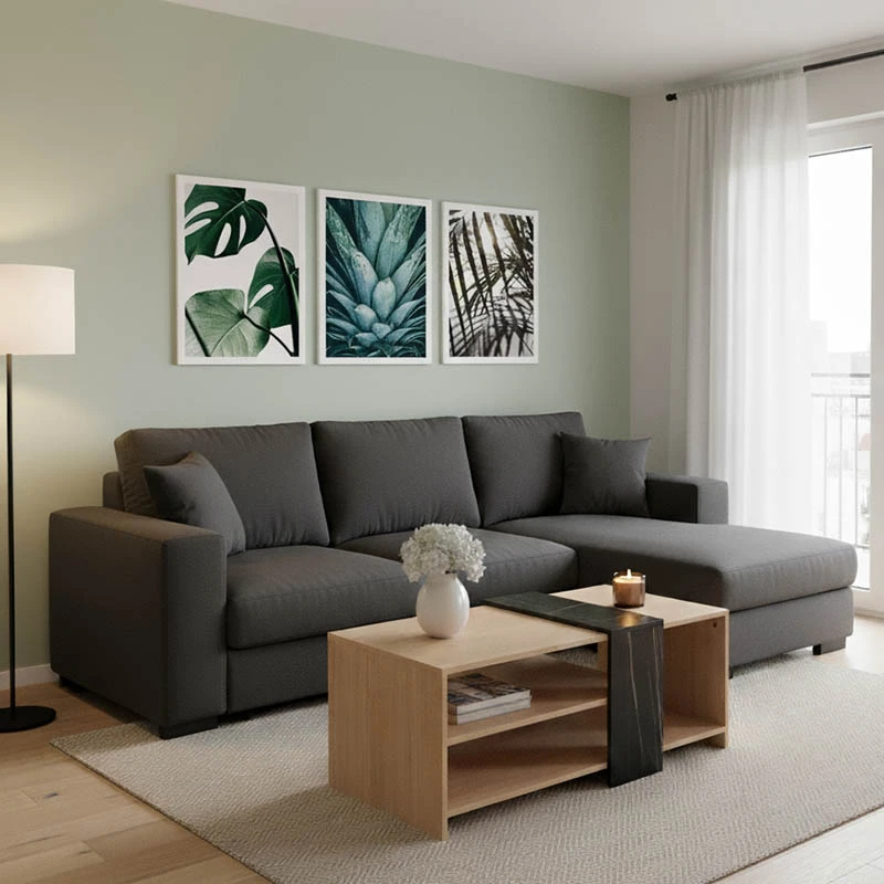 Corner sofa-bed left corner Belle pakoworld fabric anthracite 236x164x88cm