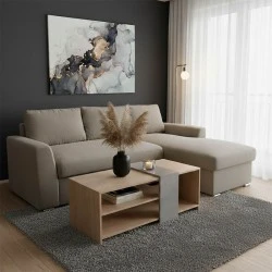 Corner sofa-bed left corner Belle pakoworld beige 236x164x88cm