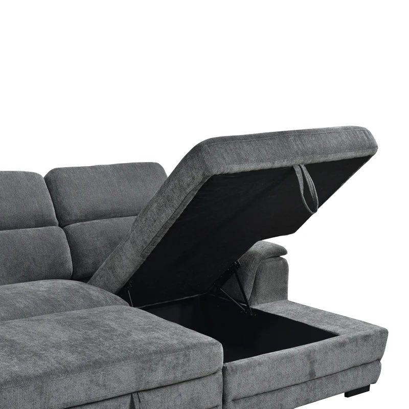 Dreamora left corner pakoworld corner sofa bed with storage space anthracite fabric 270x167x82cm