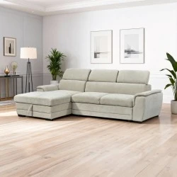 Dreamora left corner pakoworld corner sofa bed with storage space beige fabric 270x167x82cm