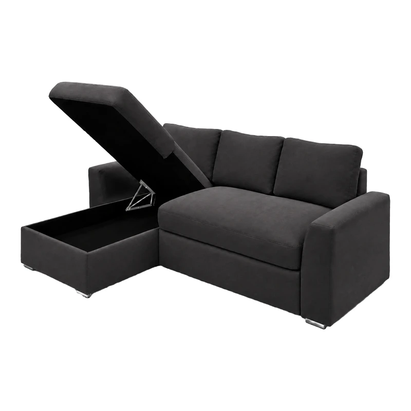 Βelle pakoworld reversible corner sofa bed anthracite fabric 236x164x88cm