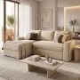Belle pakoworld reversible corner sofa bed beige fabric 236x164x88cm