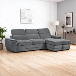 Dreamora right corner pakoworld corner sofa bed with storage space black fabric 270x167x82cm