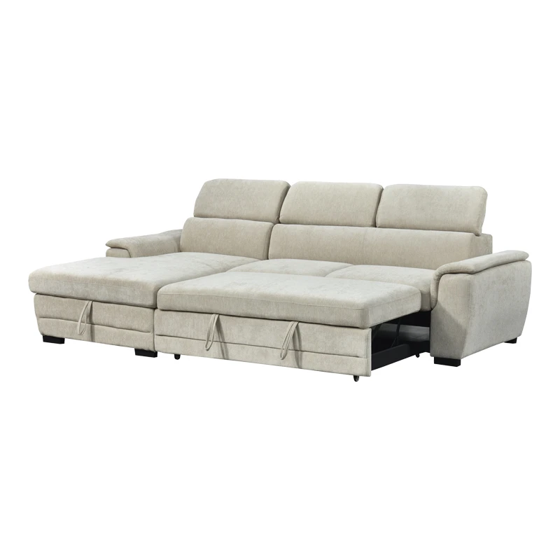 Dreamora right corner pakoworld corner sofa bed with storage space beige fabric 270x167x82cm