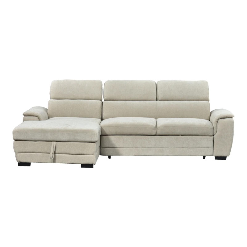 Dreamora right corner pakoworld corner sofa bed with storage space beige fabric 270x167x82cm