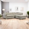Corner sofa bed right corner Nuvora pakoworld with storage space beige fabric 244x225x79cm