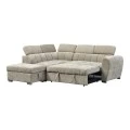 Corner sofa bed right corner Nuvora pakoworld with storage space beige fabric 244x225x79cm