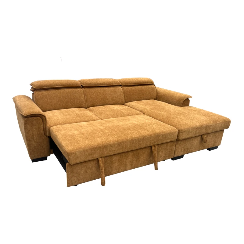 Left corner sofa-bed Lemance pakoworld camel fabric 255x168x82cm
