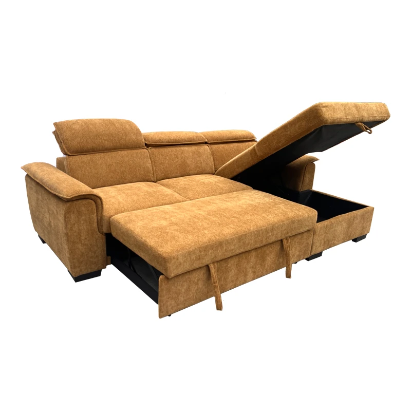 Left corner sofa-bed Lemance pakoworld camel fabric 255x168x82cm