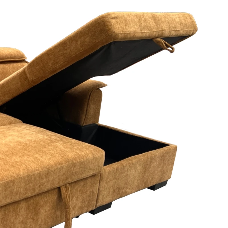 Left corner sofa-bed Lemance pakoworld camel fabric 255x168x82cm