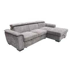 Left corner sofa-bed Lemance pakoworld grey fabric 255x168x82cm