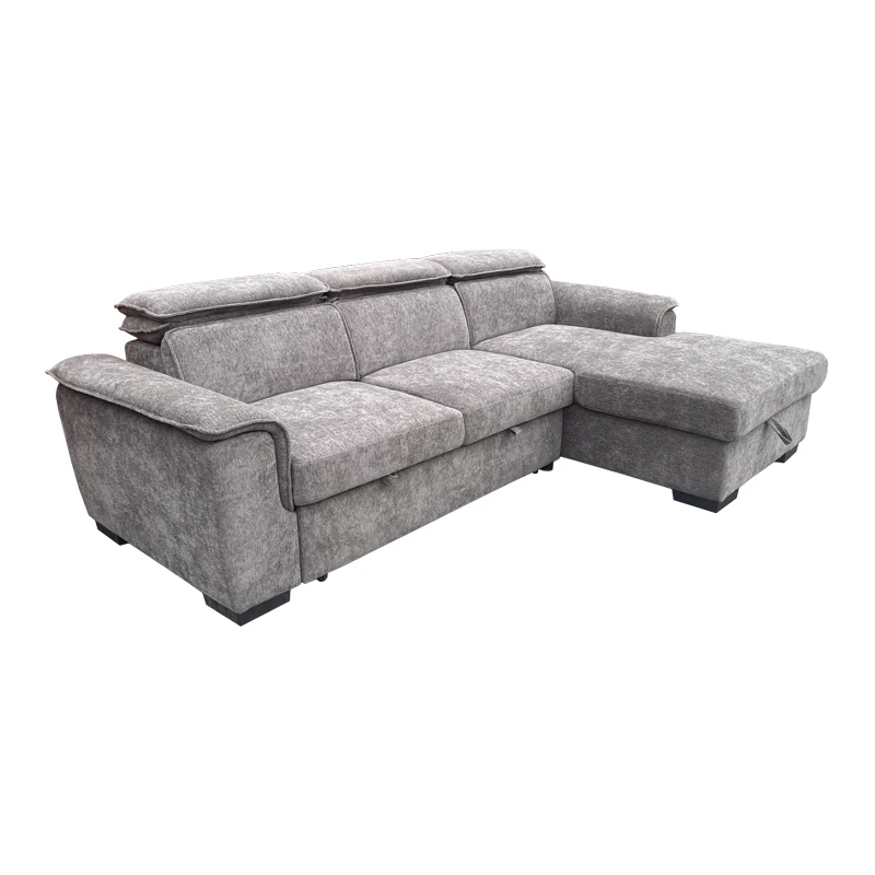 Left corner sofa-bed Lemance pakoworld grey fabric 255x168x82cm