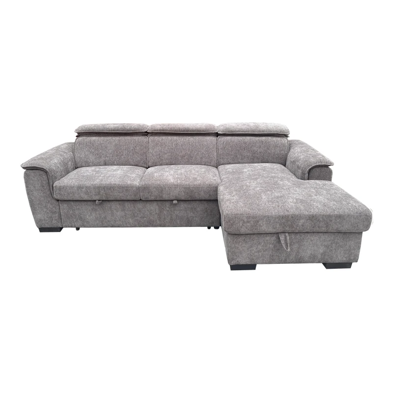 Left corner sofa-bed Lemance pakoworld grey fabric 255x168x82cm