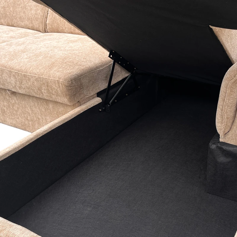 Left corner sofa-bed Lemance pakoworld beige fabric 255x168x82cm
