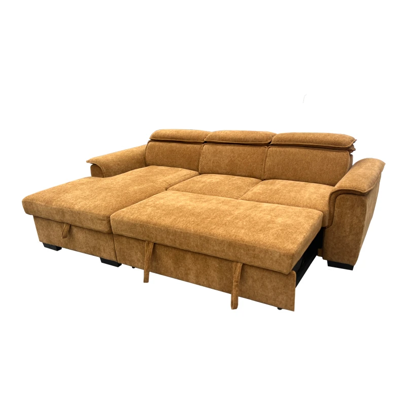 Right corner sofa-bed Lemance pakoworld camel fabric 255x168x82cm