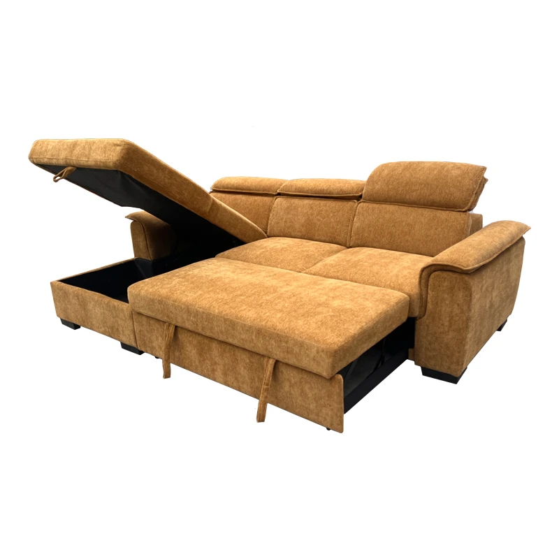 Right corner sofa-bed Lemance pakoworld camel fabric 255x168x82cm