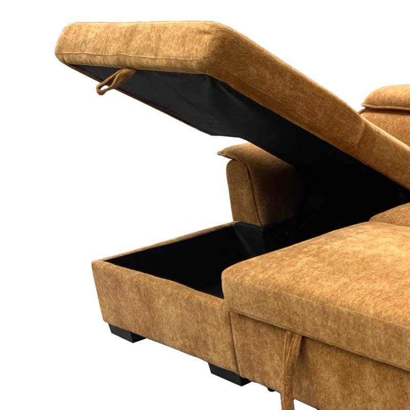 Right corner sofa-bed Lemance pakoworld camel fabric 255x168x82cm