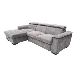 Right corner sofa-bed Lemance pakoworld grey fabric 255x168x82cm