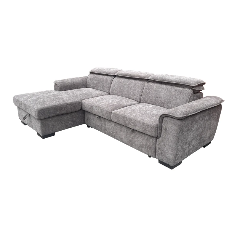 Right corner sofa-bed Lemance pakoworld grey fabric 255x168x82cm