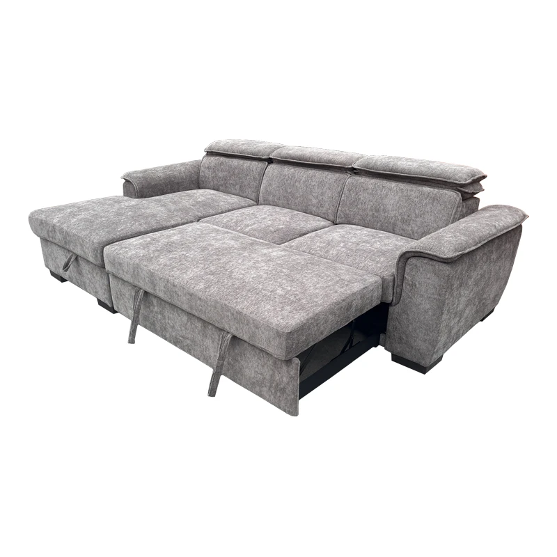 Right corner sofa-bed Lemance pakoworld grey fabric 255x168x82cm