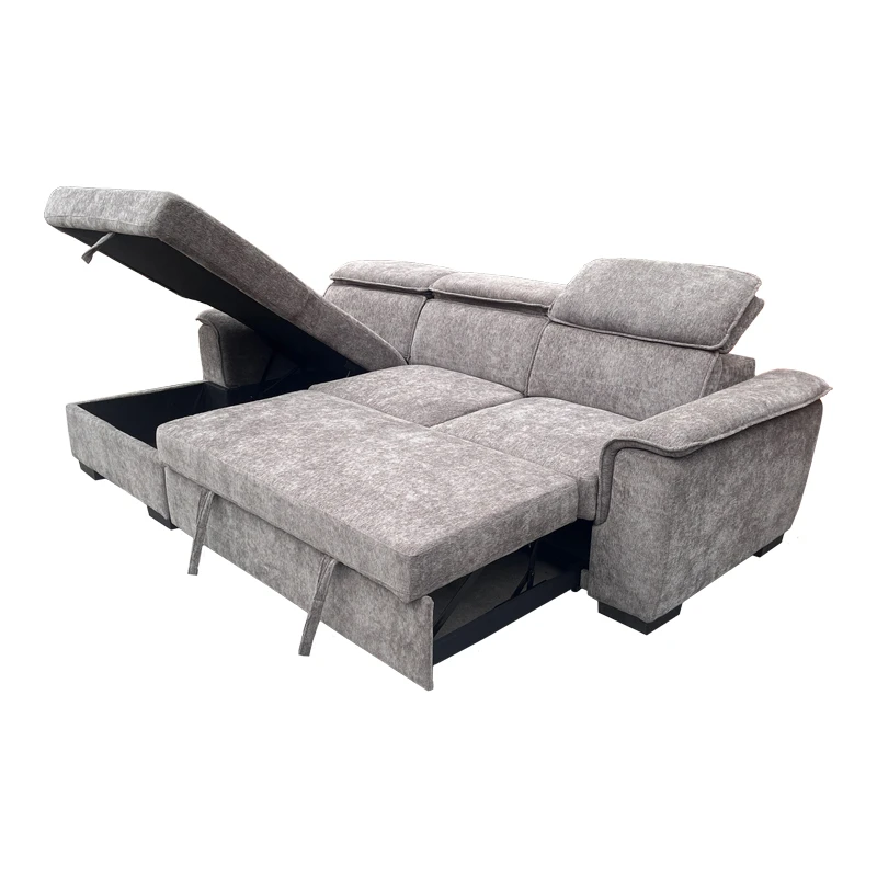 Right corner sofa-bed Lemance pakoworld grey fabric 255x168x82cm