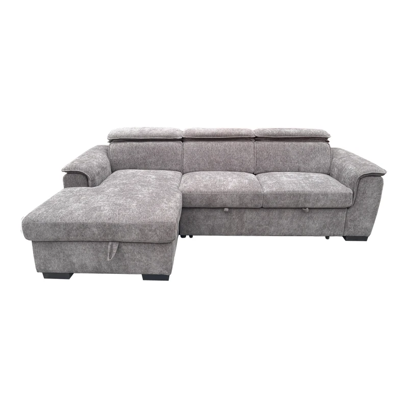 Right corner sofa-bed Lemance pakoworld grey fabric 255x168x82cm