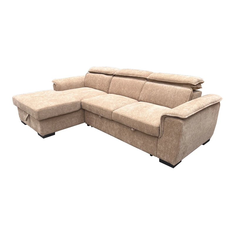 Right corner sofa-bed Lemance pakoworld beige fabric 255x168x82cm
