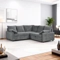 Corner sofa bed Lounivo pakoworld anthracite fabric 215x215x84cm