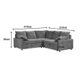 Corner sofa bed Lounivo pakoworld anthracite fabric 215x215x84cm