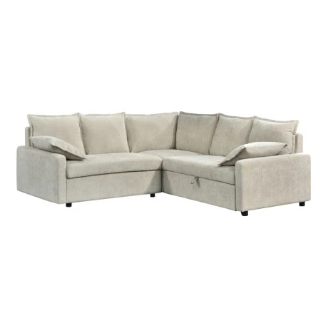 Corner sofa bed Lounivo pakoworld beige fabric 215x215x84cm