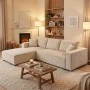 Right corner sofa Maden pakoworld beige fabric 279x203x90cm