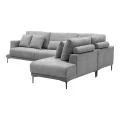 Left corner sofa Maliva pakoworld grey fabric 280x210x100cm