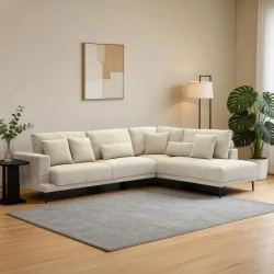 Left corner sofa Maliva pakoworld beige fabric 277x206x85cm