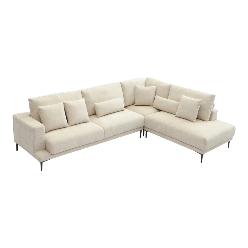 Left corner sofa Maliva pakoworld beige fabric 277x206x85cm
