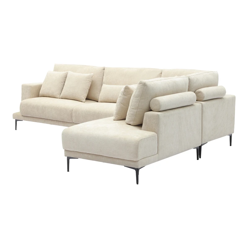 Left corner sofa Maliva pakoworld beige fabric 277x206x85cm