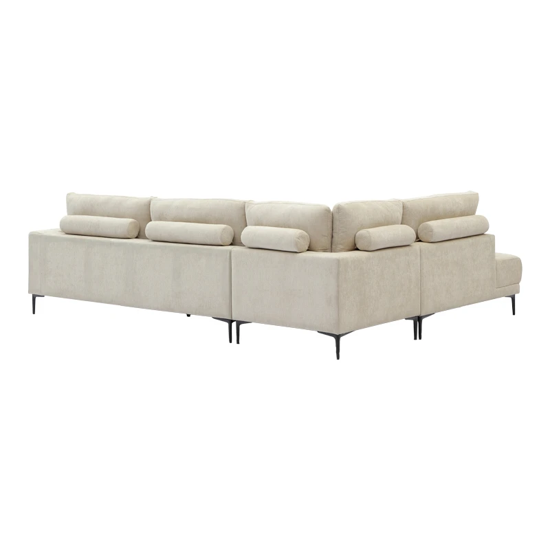 Left corner sofa Maliva pakoworld beige fabric 277x206x85cm