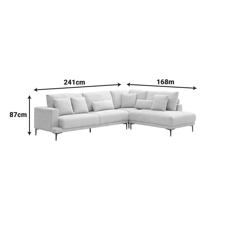 Left corner sofa Maliva pakoworld beige fabric 277x206x85cm