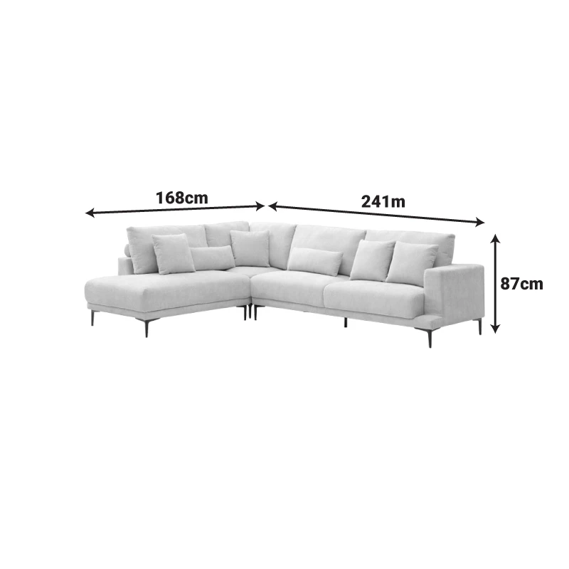Corner sofa Maliva pakoworld right corner grey fabric 280x210x100cm