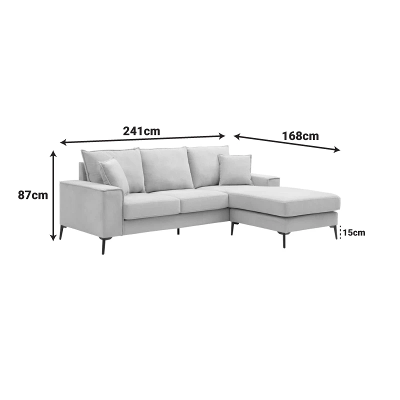 Reversible corner sofa Ravelma pakoworld anthracite fabric 241x168x87cm