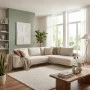 Left corner sofa Selio pakoworld beige fabric 300x240x100cm