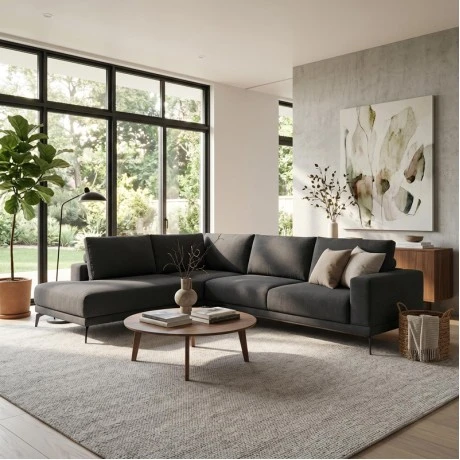 Right corner sofa Selio pakoworld anthracite fabric 300x240x100cm