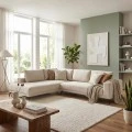 Right corner sofa Selio pakoworld beige fabric 240x109x87cm