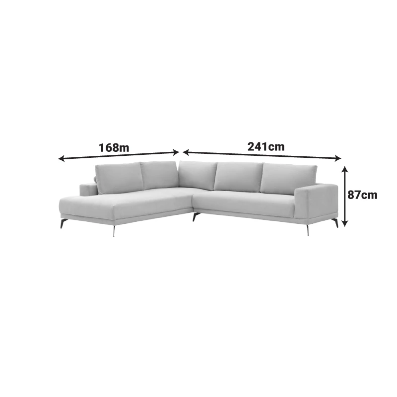 Right corner sofa Selio pakoworld beige fabric 240x109x87cm