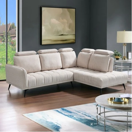 Left corner sofa Serkas pakoworld beige fabric 268x213x100cm