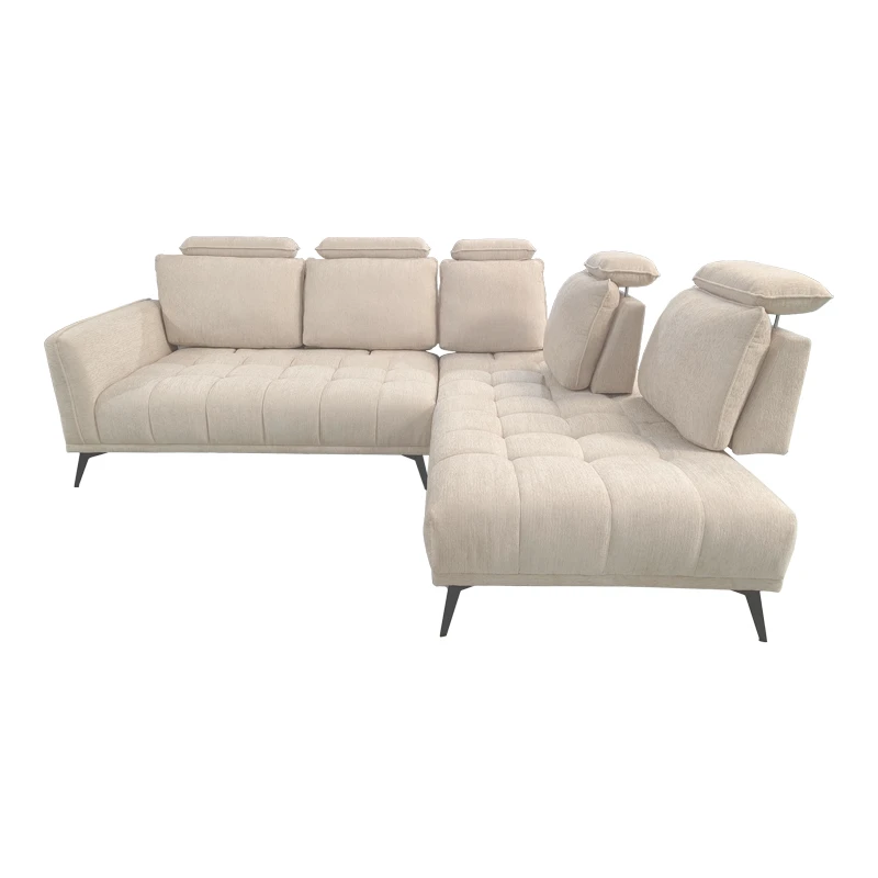 Left corner sofa Serkas pakoworld beige fabric 268x213x100cm