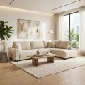 Corner sofa Vaneto pakoworld left corner beige fabric 287x208x85cm