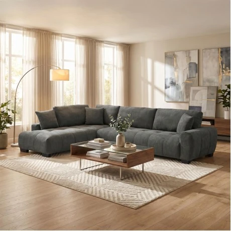 Corner sofa Vaneto pakoworld right corner anthracite fabric 287x208x85cm