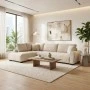 Corner sofa Vaneto pakoworld right corner beige fabric 287x208x85cm