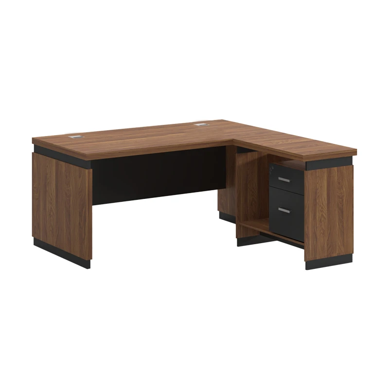 Reversible desk Oscar pakoworld melamine in walnut-charcoal shade 200x100x76cm
